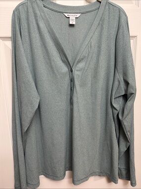 Athleta Sage Green Long Sleeve Henley Top